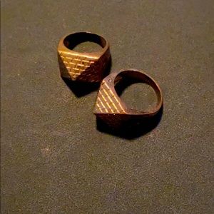 Two gold pyramid rings size 9
